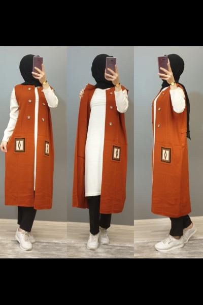 En Tarz Yelek Modelim Kiremit