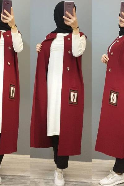 En Tarz Yelek Modelim Bordo