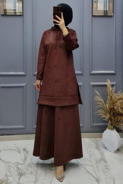 Etek Sweat Takım Büyük Bedenler Mürdüm