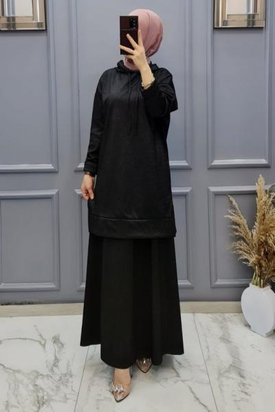 Etek Sweat Takım Büyük Bedenler Siyah