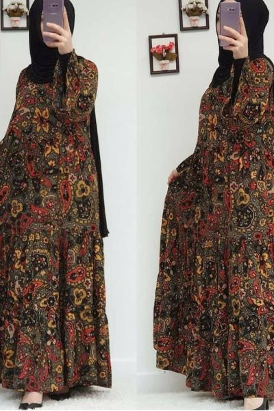 Etnik Desen Elbisem Haki