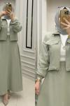 Favori Ceket Etek Takım  Mint Yeşili