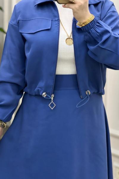 Favori Ceket Etek Takım Mavi