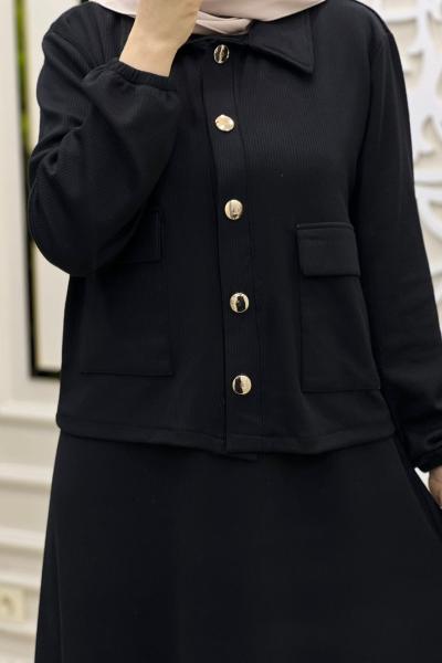 Fitilli Triko Takım  Siyah