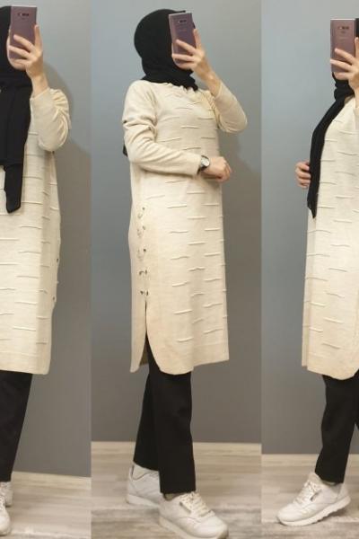 Halkalı Tuniğim Krem