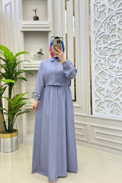 Haziran Yelekli Elbisem Gri