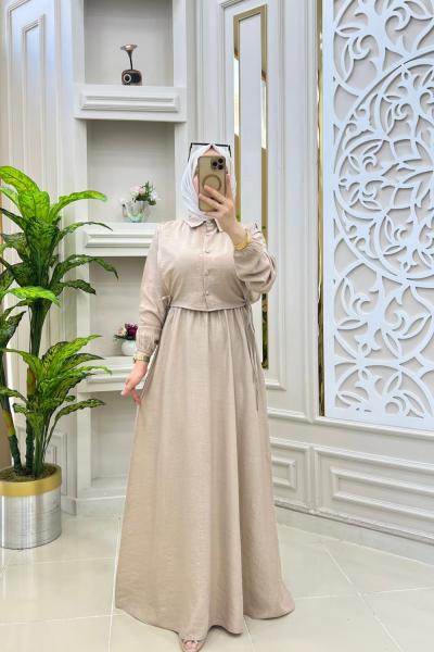 Haziran Yelekli Elbisem Bej