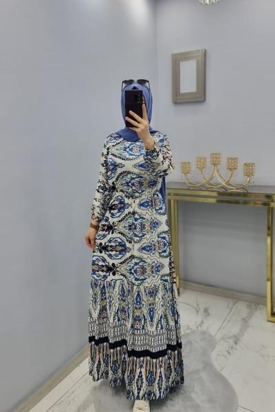 Hint Desen Elbise  Mavi