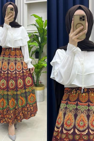 Hint etek Damla Kahverengi