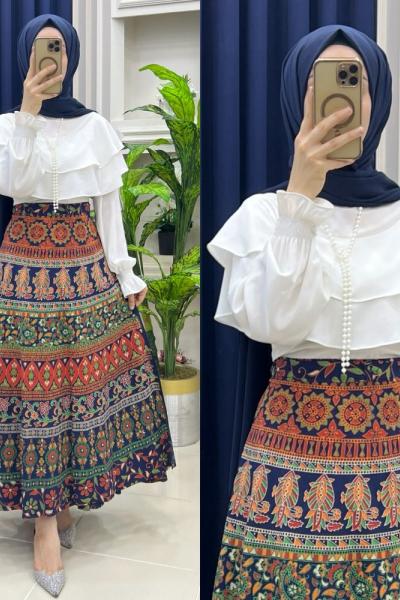 Hint etek Güneş  Nar Lacivert