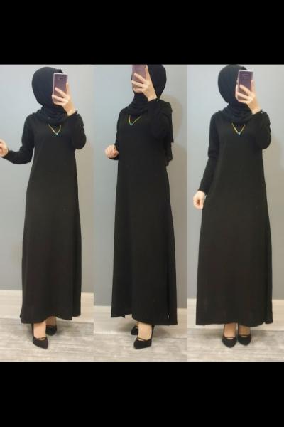 İç Elbise Düz Renk Siyah