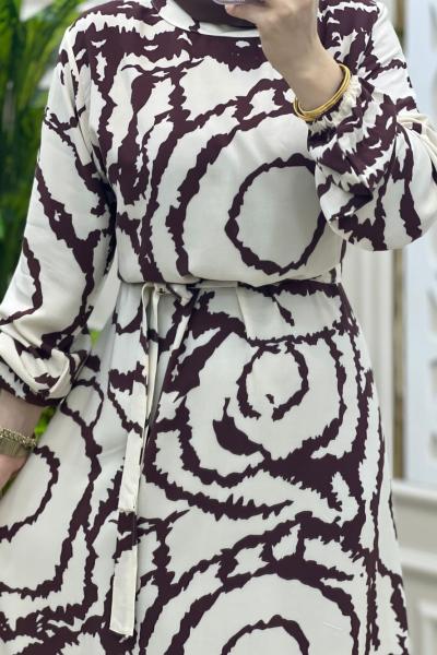 İklima Elbise Beyaz acı kahve