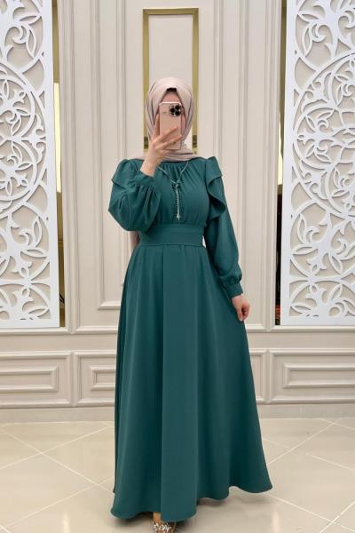 İnci Tesettür Elbise  Turkuaz