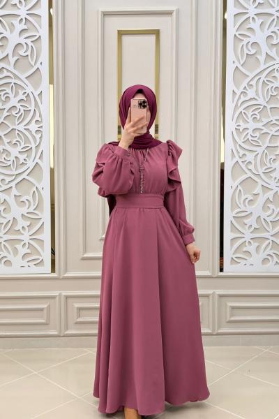 İnci Tesettür Elbise  Pembe