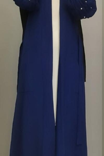 İncili Balon Kol Hırkam Saks Mavisi