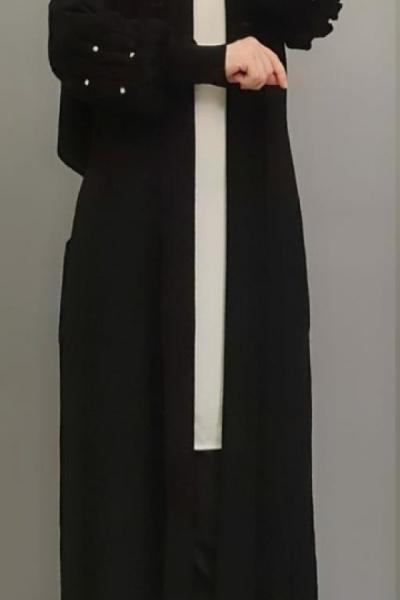 İncili Balon Kol Hırkam Siyah