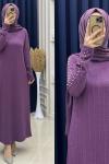 İncili Elbise Mor