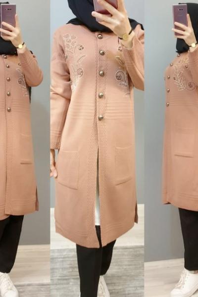 İşlemeli Model Hırkam  Pudra