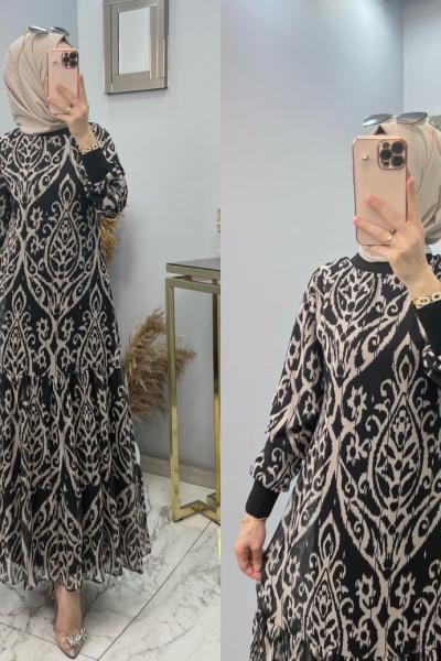 İzel Elbise Vizon Siyah