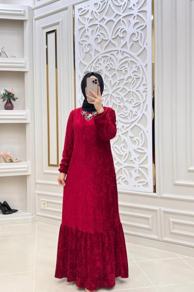 Kadife Elbisem Bordo