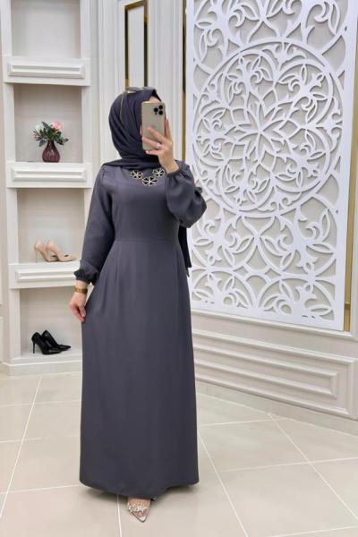 Kalem Tesettür Elbise  Antrasit