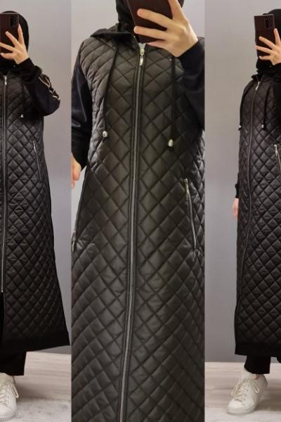 Kapşonlu Kap Modelim  Siyah