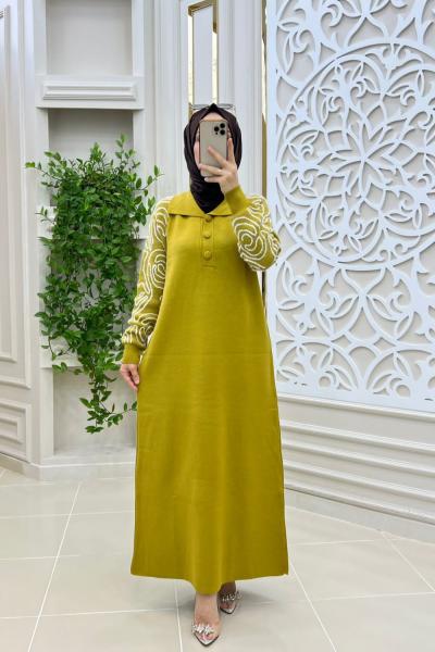 Karamel Triko Elbisem Sarı