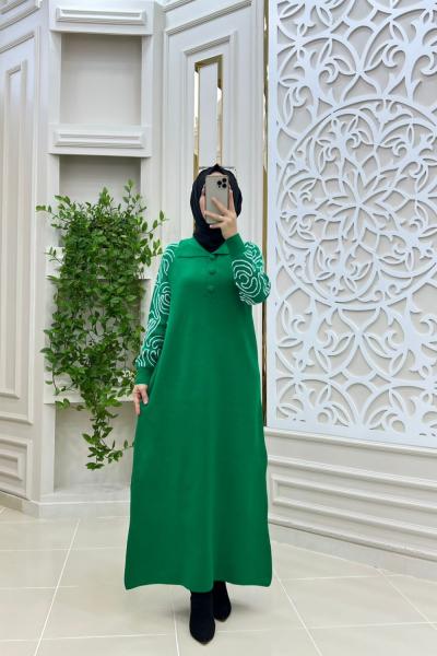 Karamel Triko Elbisem Yeşil