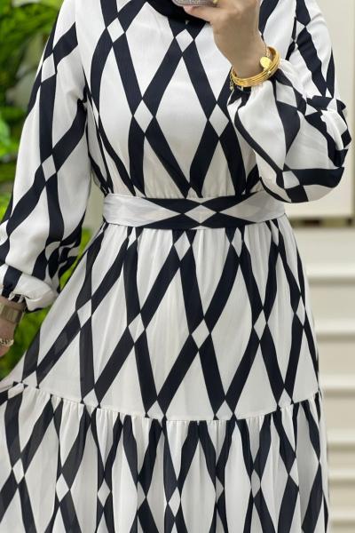 Kare Elbise  Siyah Beyaz