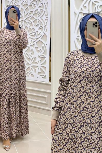 Kasımpatı Tesettür Elbise  Mavi