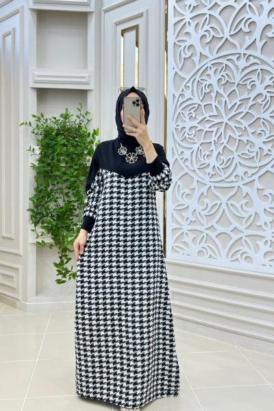 Kazayağı Elbisem Siyah Beyaz