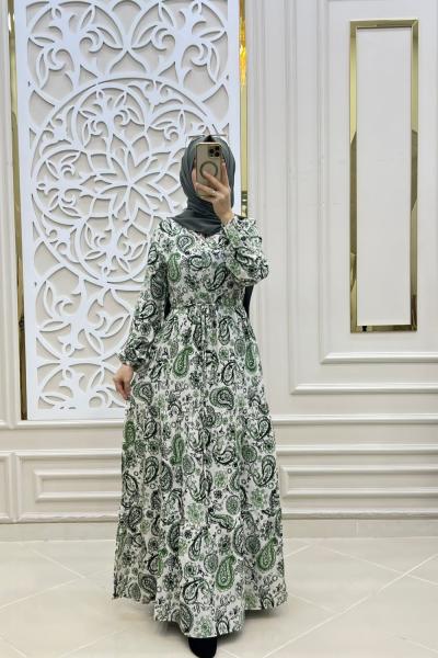 Kehribar Elbisem Yeşil Beyaz