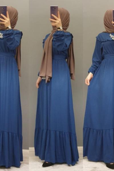 Kemerli Elbisem Mavi