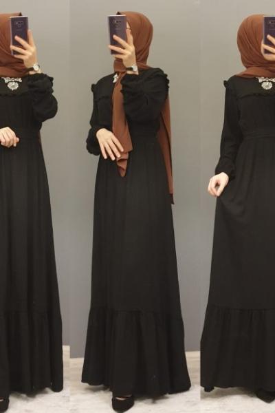 Kemerli Elbisem Siyah