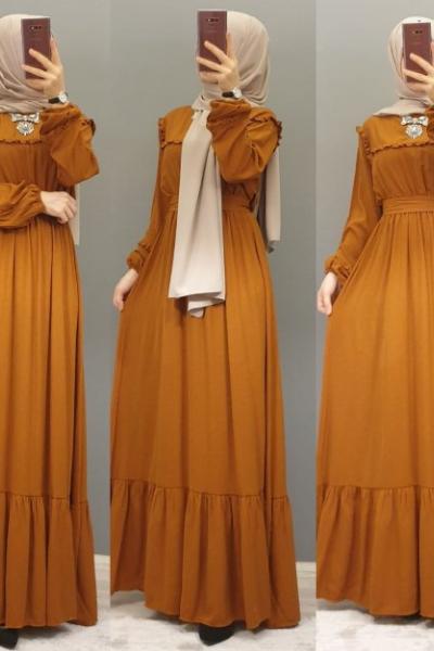 Kemerli Elbisem Hardal Sarısı