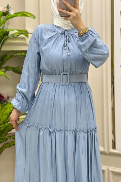 Keten Elbisem Bebe Mavisi