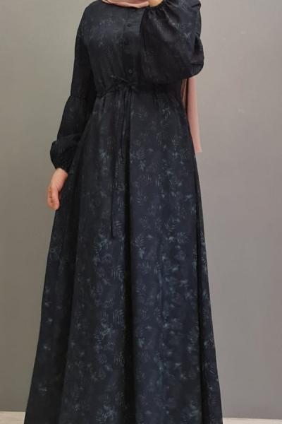 Keten Krep Elbise Lacivert haki