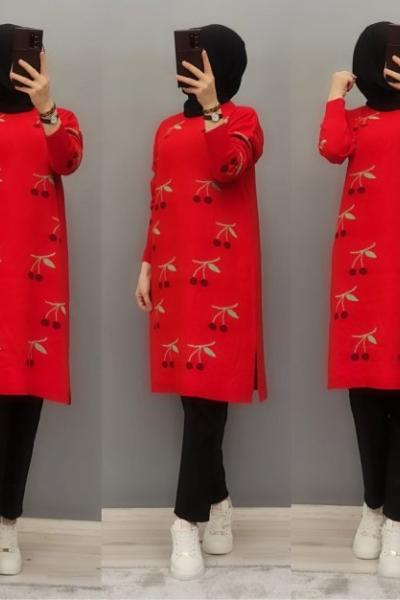 Kiraz Model Triko Tuniğim Kırmızı