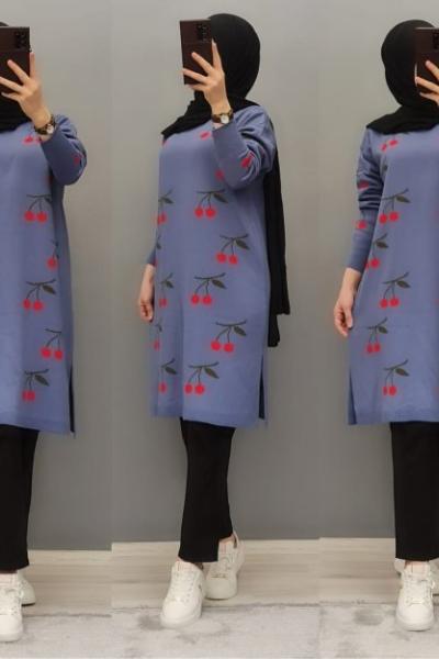 Kiraz Model Triko Tuniğim Mavi