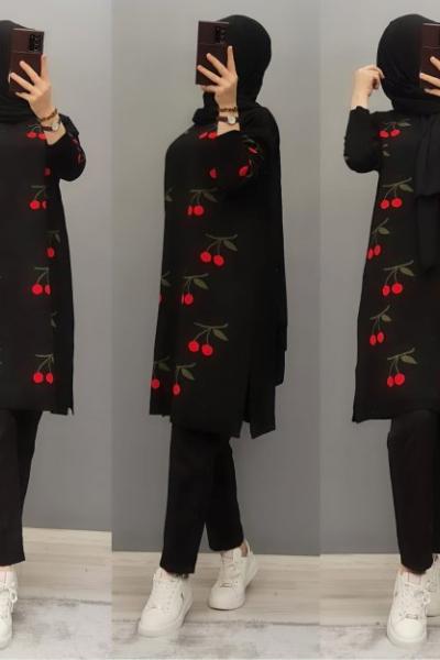 Kiraz Model Triko Tuniğim Siyah