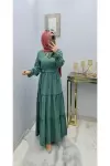 Kol Ve Bel Büzgülü Spor Elbisem Zümrüt