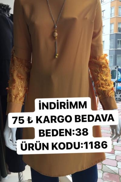 KOLLARI ÇİÇEKLİ TUNİĞİM Hardal Sarısı