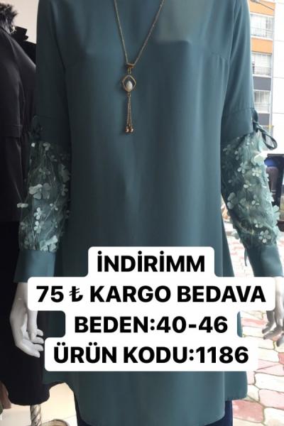 KOLLARI ÇİÇEKLİ TUNİĞİM Yağ Yeşili