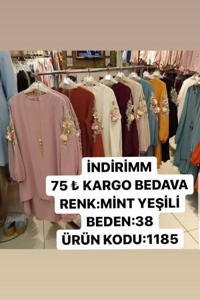 KOLLARI GÜLLÜ TUNİĞİM Mint Yeşili