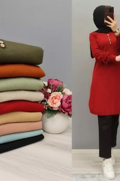 Kolları Püsküllü Tuniğim Bordo