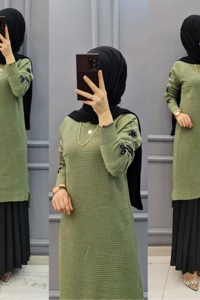 Kolları Taşlı Tuniğim Yeşil