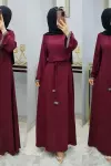 Kolları Taşlı Zarif Elbisem  Bordo