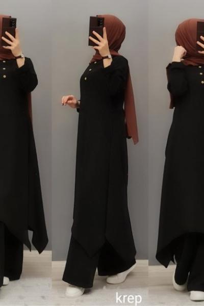 Krep Kumaş Takımım Siyah