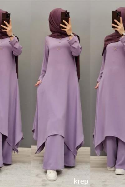 Krep Kumaş Takımım Lila