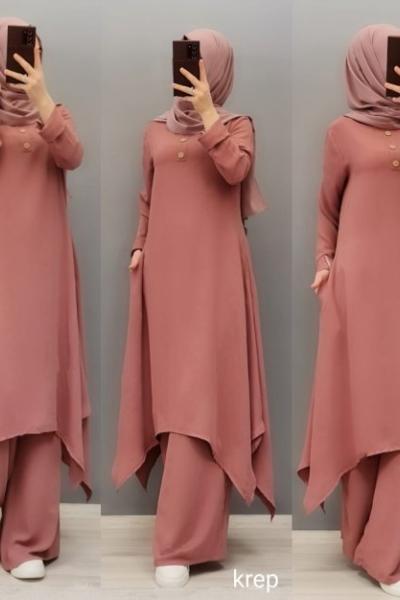 Krep Kumaş Takımım Gül